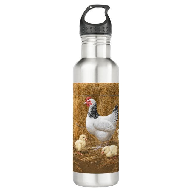 Botella De Agua Pollo Sussex Mama Hen y Chicas (Anverso)