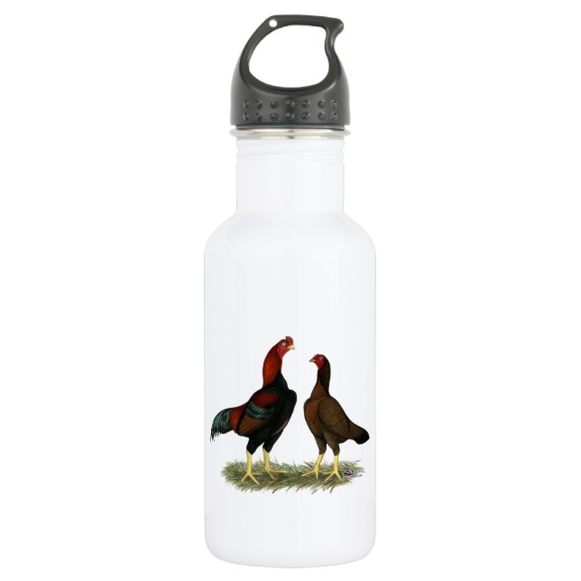 Botella De Agua Pollos Aseel Black Red (Anverso)