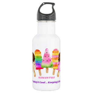 Botella De Agua Popsicle de Arcoíris Colorido Personalizado para N