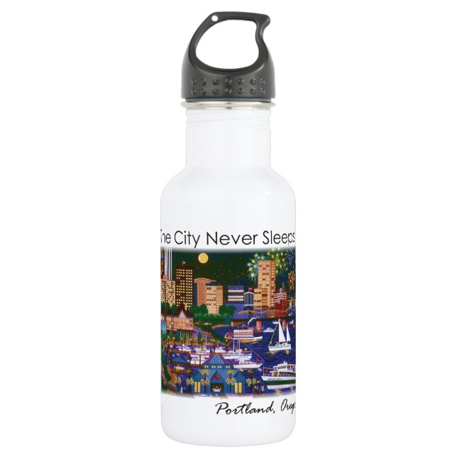 Botella De Agua Portland Oregon en la noche (Anverso)