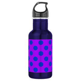 Botella De Agua Pos de polka azul sobre morado