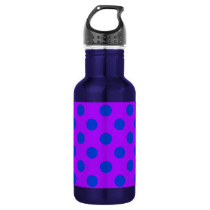 Botella De Agua Pos de polka azul sobre morado