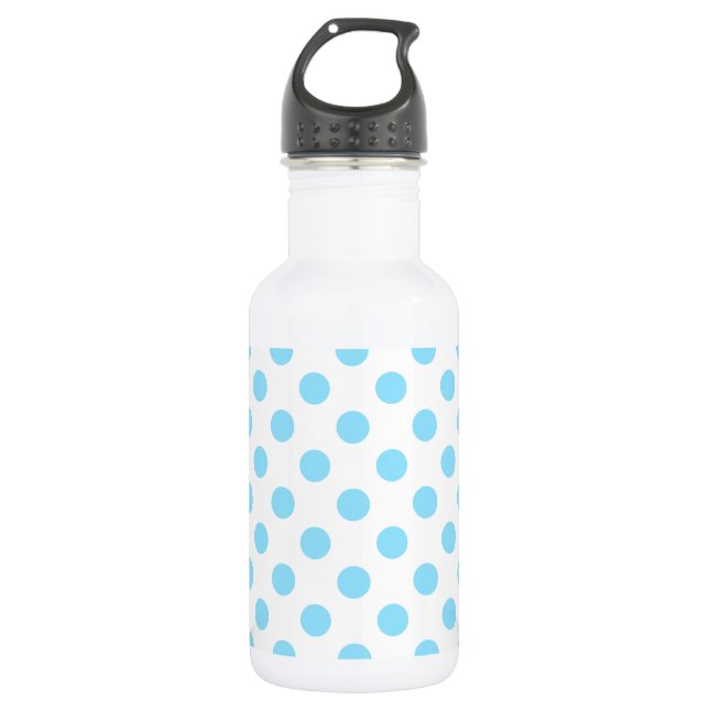 Botella De Agua Pos de polka azul y blanco (Anverso)