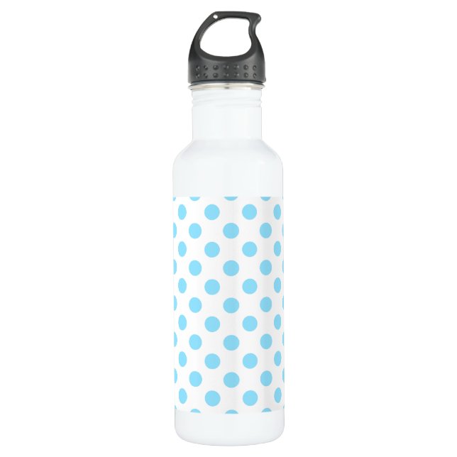 Botella De Agua Pos de polka azul y blanco (Anverso)