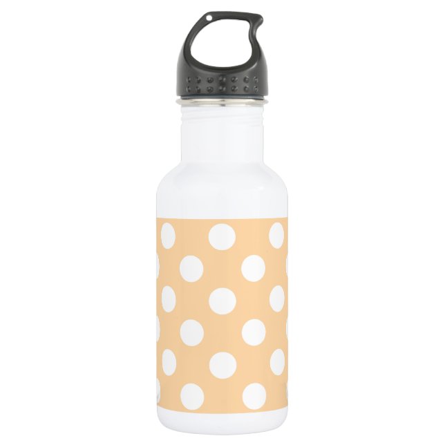 Botella De Agua Pos de polka blanca en beige (Anverso)