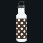 Botella De Agua Pos de polka blanca en marrón<br><div class="desc">Pos de polka blanca en marrón</div>