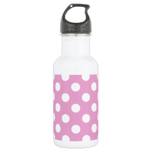Botella De Agua Pos de polka blanca en rosa pálido