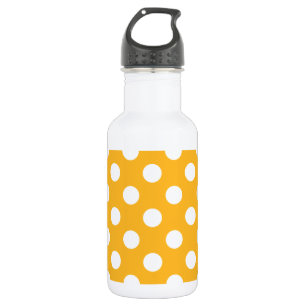 Botella De Agua Pos de polka blanca sobre amarillo