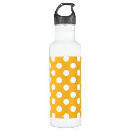 Botella De Agua Pos de polka blanca sobre amarillo