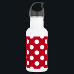 Botella De Agua Pos de polka blanca sobre rojo<br><div class="desc">Pos de polka blanca sobre rojo</div>