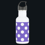 Botella De Agua Pos de polka blanco en periwinkle<br><div class="desc">Pos de polka blanco en periwinkle</div>