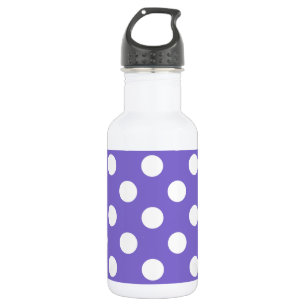 Botella De Agua Pos de polka blanco en periwinkle