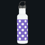 Botella De Agua Pos de polka blanco en periwinkle<br><div class="desc">Pos de polka blanco en periwinkle</div>