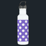Botella De Agua Pos de polka blanco en periwinkle<br><div class="desc">Pos de polka blanco en periwinkle</div>