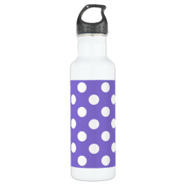 Botella De Agua Pos de polka blanco en periwinkle