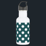 Botella De Agua Pos de polka blanco en verde azulado<br><div class="desc">Pos de polka blanco en verde azulado</div>