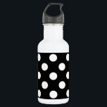 Botella De Agua Pos de polka blanco sobre negro<br><div class="desc">Pos de polka blanco sobre negro</div>