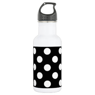 Botella De Agua Pos de polka blanco sobre negro