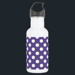 Botella De Agua Pos de polka blanco sobre ultravioleta<br><div class="desc">El color de Pantone del año 2018 es ultra violeta.</div>
