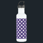Botella De Agua Pos de polka blanco sobre ultravioleta<br><div class="desc">El color de Pantone del año 2018 es ultra violeta.</div>