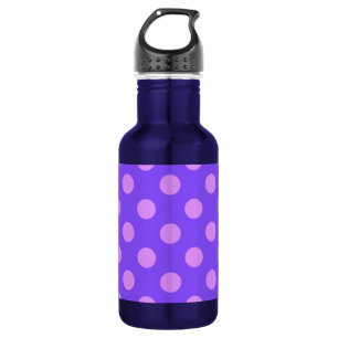 Botella De Agua Pos de polka de Lilac en periwinkle