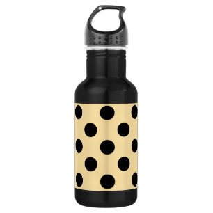 Botella De Agua Pos de polka negra en amarillo pálido