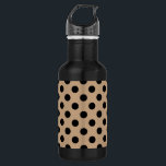 Botella De Agua Pos de polka negro en beige<br><div class="desc">Pos de polka negro en beige</div>