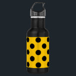 Botella De Agua Pos de polka negro sobre amarillo<br><div class="desc">Pos de polka negro sobre amarillo</div>