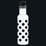 Botella De Agua Pos de polka negro sobre blanco<br><div class="desc">Pos de polka negro sobre blanco</div>