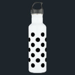 Botella De Agua Pos de polka negro sobre blanco<br><div class="desc">Pos de polka negro sobre blanco</div>