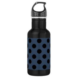 Botella De Agua Pos de polka negro sobre gris-azul