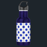 Botella De Agua Pos reales de polka azul<br><div class="desc">Paquetes reales de polka azul sobre fondo blanco</div>