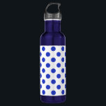 Botella De Agua Pos reales de polka azul<br><div class="desc">Paquetes reales de polka azul sobre fondo blanco</div>