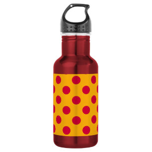Botella De Agua Pos rojos de polka sobre amarillo
