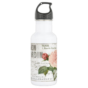 Botella De Agua postal moderna de rosa francesa