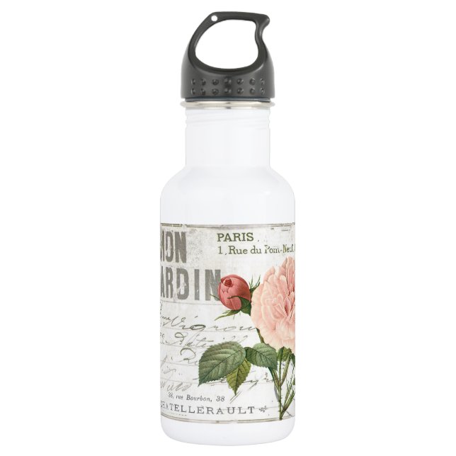 Botella De Agua postal moderna de rosa francesa (Anverso)
