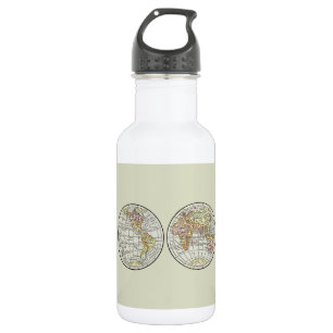 Botella De Agua Póster de Globo de Mapa Mundial de 1916 Vintage He