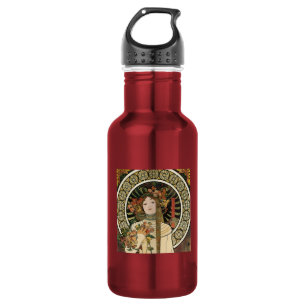 Botella De Agua Póster vintage de Alfonse Mucha Trappistine Nouvea