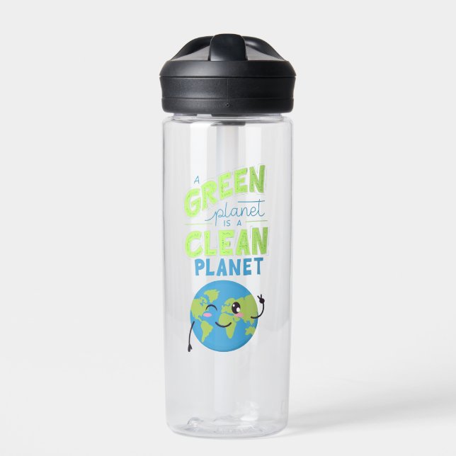 Botella De Agua Powered by Green: Thrive with Nature" (Delante)