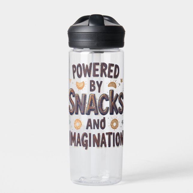 Botella De Agua Powered by Snacks Imagination Funny Food Quote Typ (Delante)