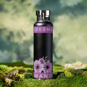 Botella De Agua Precioso vestido de dama de honor floral púrpura c