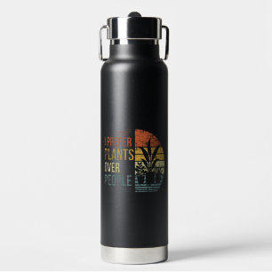 Botella De Agua Prefiero las Plantas a las Personas Diseño Retro p
