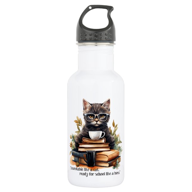 Botella De Agua Preparado Para La Escuela Como Un Jefe (Anverso)