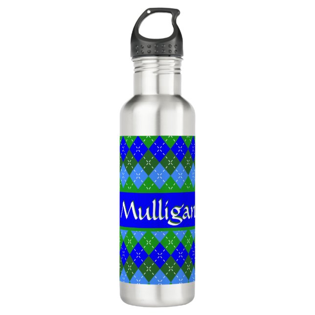 Botella De Agua Preppy azul y verde argla personalizada (Anverso)