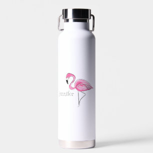 Botella De Agua Preppy Flamingo rosa personalizado