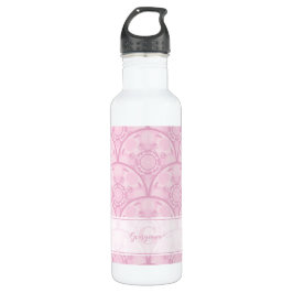 Botella De Agua Preppy personalizada en Mandala rosa Art Deco