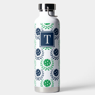 Botella De Agua Preppy Pickleball Corona de Laurel - Azul Marino y