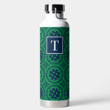 Preppy Pickleball Damask - Azul Marino y Verde Din