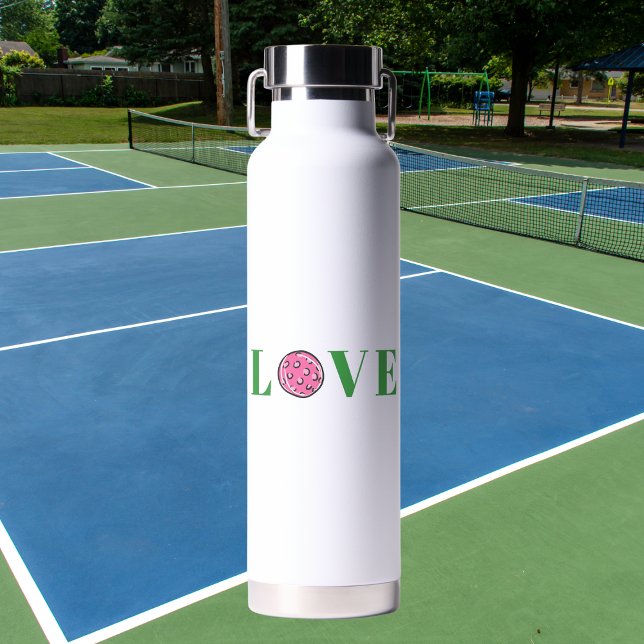 Botella De Agua Preppy Pink Pickleball Love (Subido por el creador)