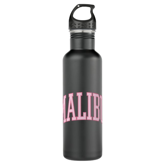 Botella De Agua Preppy Varsity Pink Malibu California (Anverso)